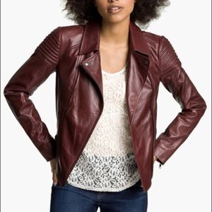 Trouve Burgundy Leather Jacket Small